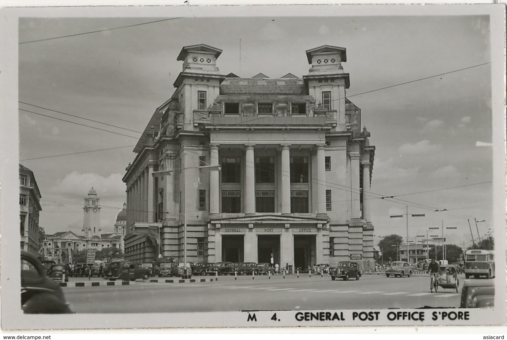 Singapore    Real Photo  General Post Office Electric Tram - Singapour