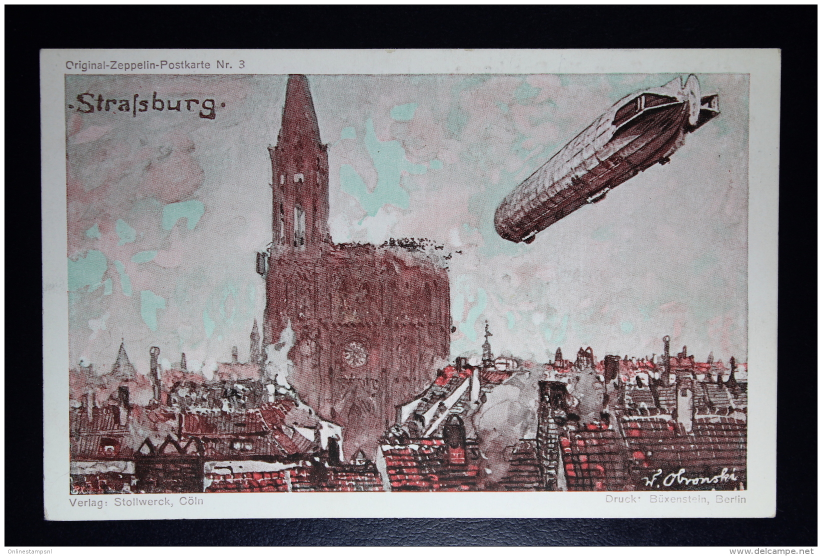 Deutsches Reich Zeppelin Postkarte  Nr 3 Strasburg - Luft- Und Zeppelinpost