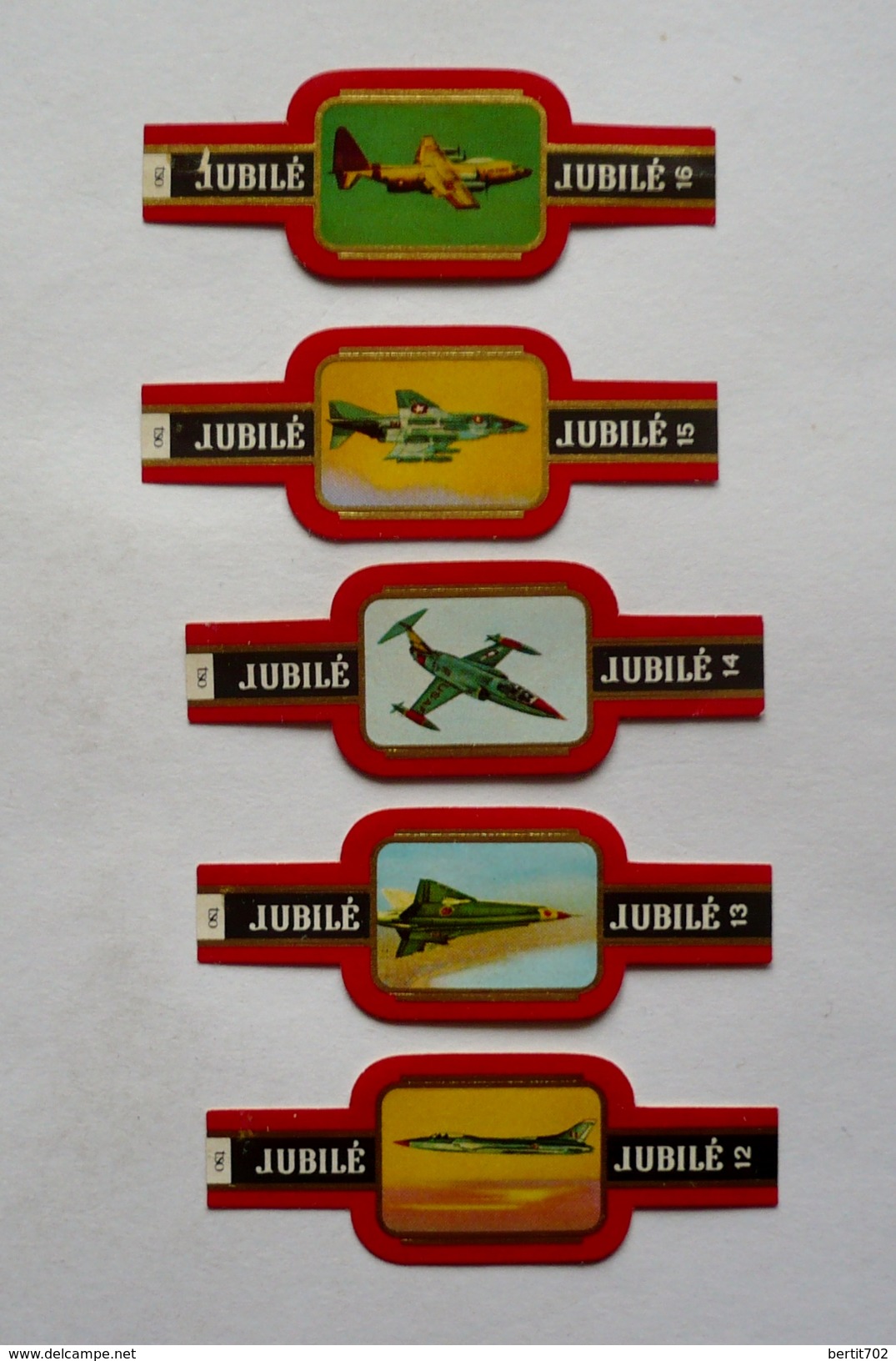 Lot  De 5 Bagues De Cigare JUBILE- AVIONS ( 12-13-14-15-16 ) - Marque Et Type Au Verso - Cigar Bands