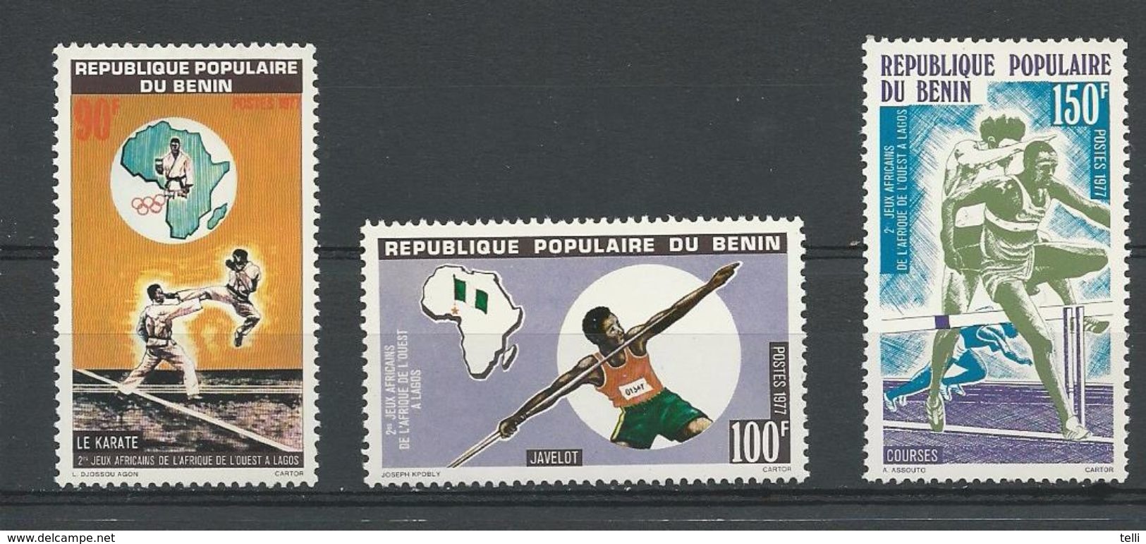 BÉNIN Scott 376-378 Yvert  397-399 (3) ** Cote 6,00$ 1977 - Bénin – Dahomey (1960-...)