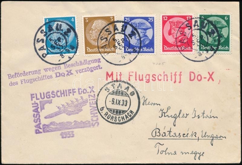 1933 A Dornier Do. X Elmaradt Budapesti Repülésére Feladott Levél / Cover Mailed For The Failed Passau-Budapest Flight - Altri & Non Classificati