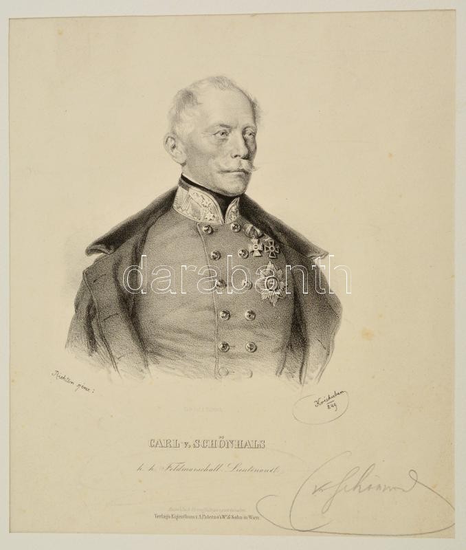 Cca 1849 Josef Kriehuber (1800-1876): Karl Von Schönhals (1788-1857) Osztrák Tábornok, Táborszernagy, Katonai Szakíró, B - Stampe & Incisioni