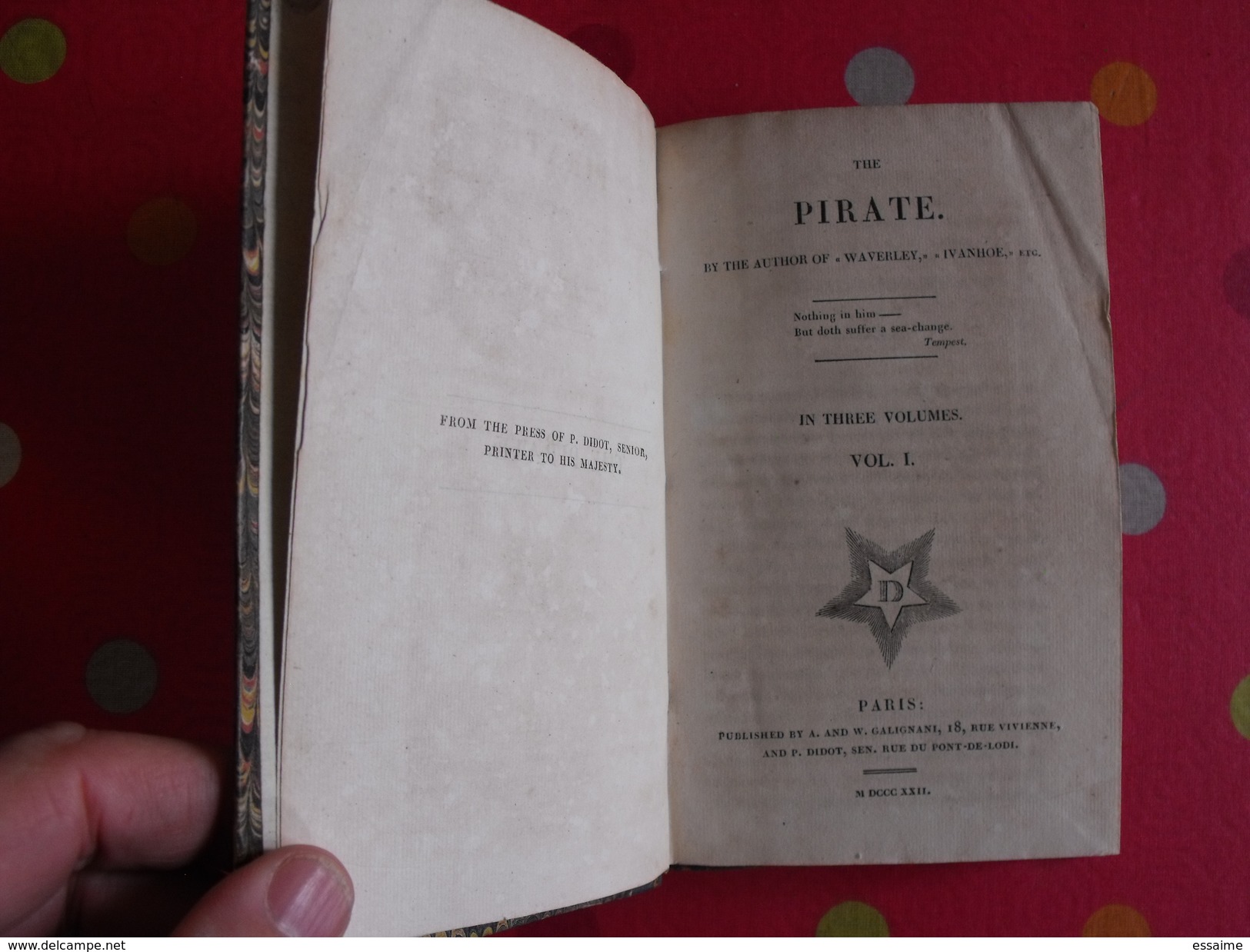 The Pirate. Quentin Durward (Ivanhoe). 3 Volumes Galignani, Didot, Paris, 1822. - 1800-1849