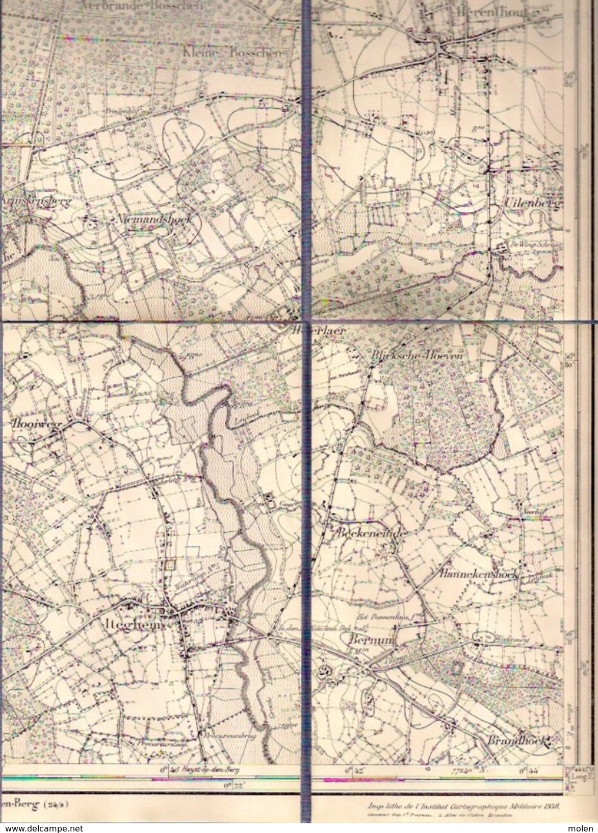 STAFKAART 16/6 Situatie 1865 BERLAAR NIJLEN BOUWEL  HERENTHOUT LILLO BEVEL ITEGEM ELZENHOEK GESTEL  BERNUM HERLAAR S893 - Berlaar