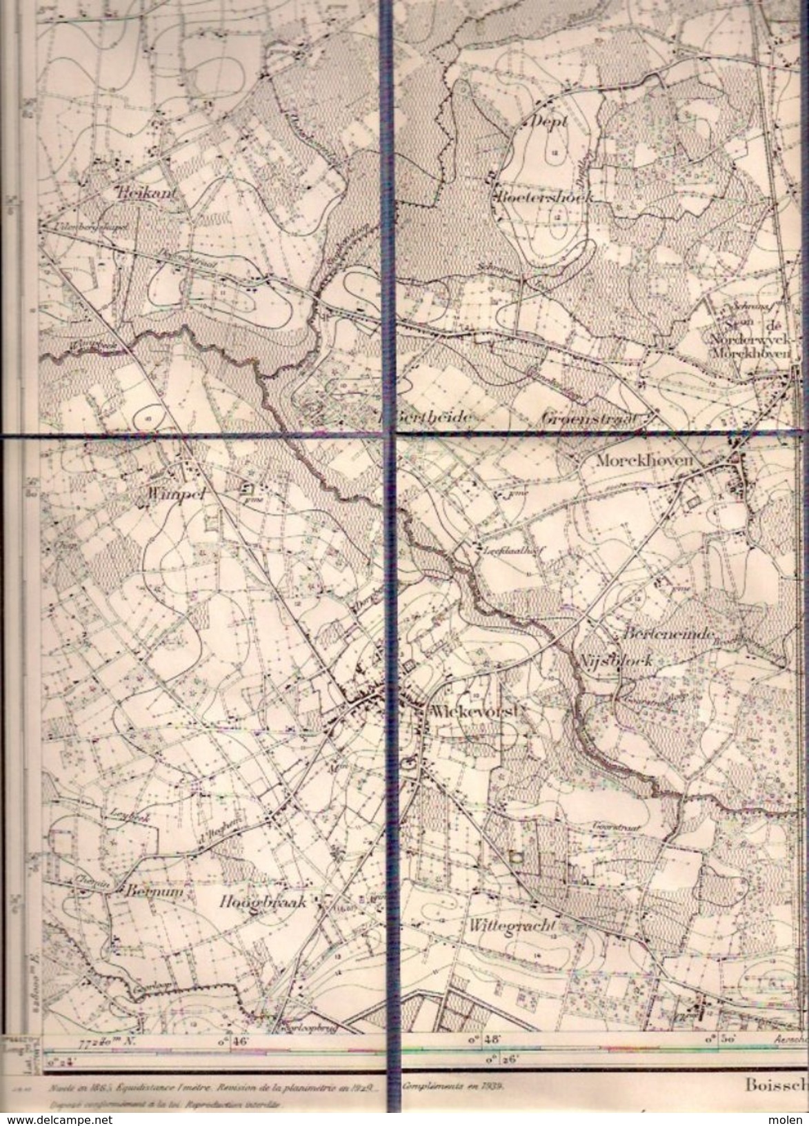 STAFKAART 16/7 Situatie 1863 HERENTALS WIEKEVORST OLEN ZANDKAPEL MORKHOVEN VOORTKAPEL NOORDERWIJK OOSTERWIJK S894 - Herentals