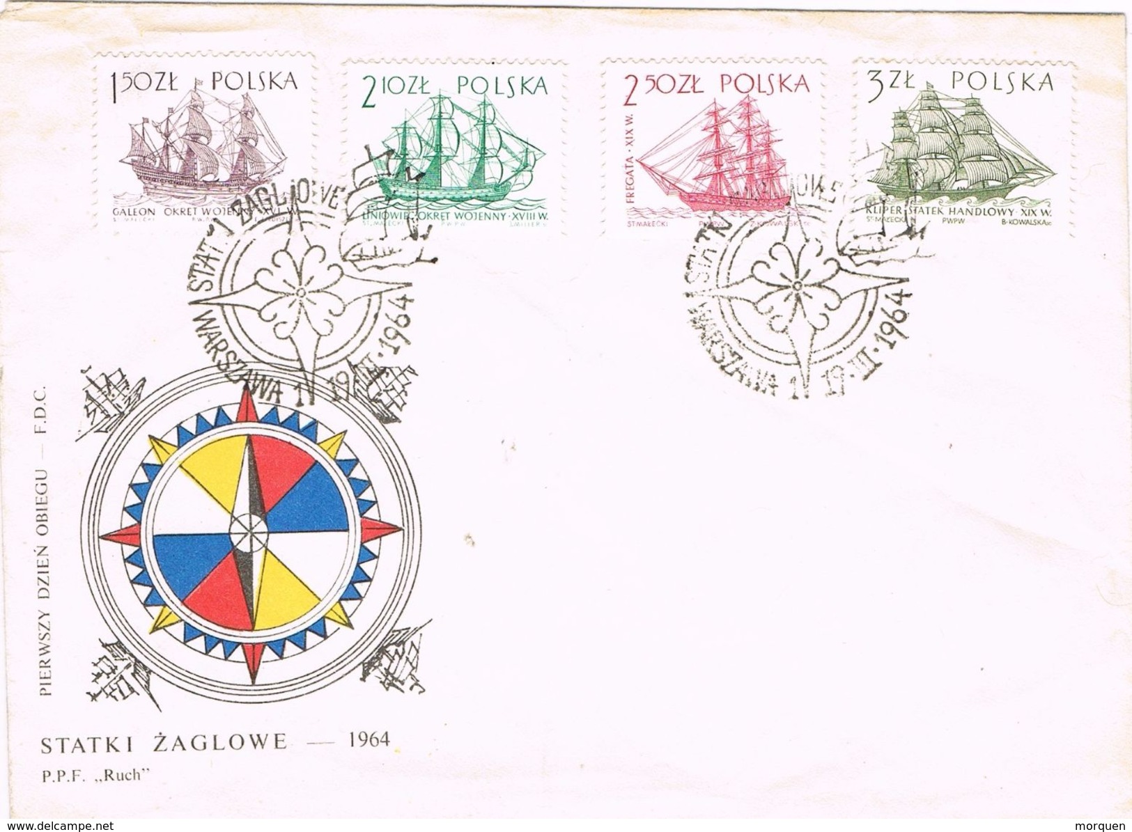 26508. Carta F.D.C. WARSZAWA (Polska) Polonia 1964. Ship, Barcos, Bateau. Brujula - Cartas & Documentos