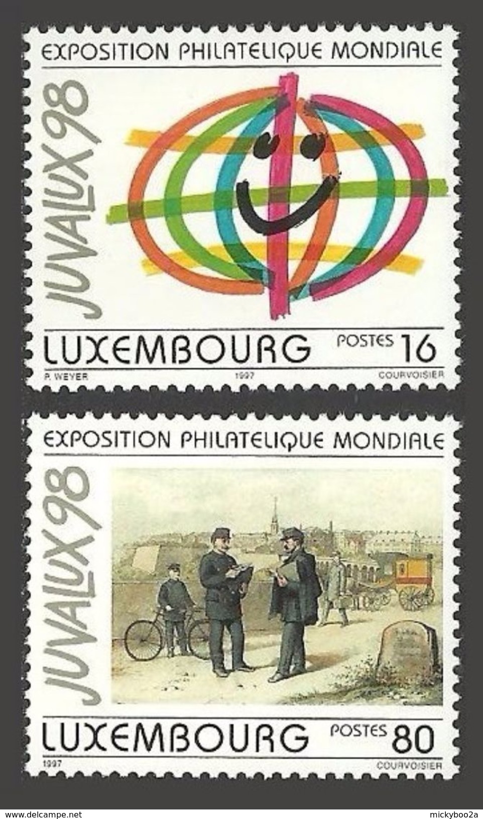 LUXEMBOURG 1997 JUVALUX OMNIBUS BICYCLE POSTMAN ART PAINTINGS SET MNH - Neufs