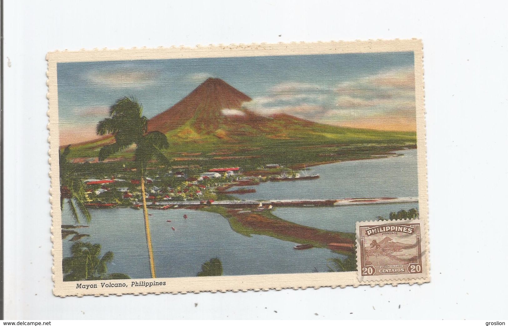 MAYON VOLCANO PHILIPPINES (VOLCANO STAMP WITH MAYON VOLCANO AND POSTCARD  WITH MAYON VOLCANO) - Philippines