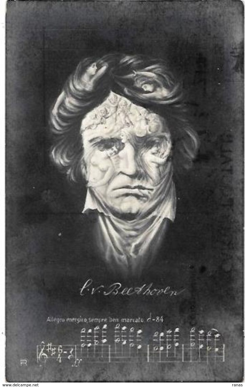 CPA Arcimboldesque Surréalisme  Satirique Caricature BEETHOVEN Femmes Nues Nu Féminin Circulé - Mechanical