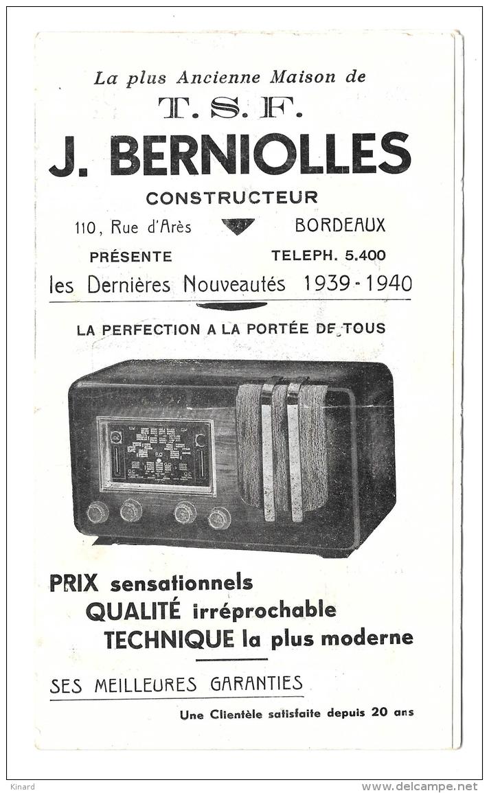 DEPLIANT CONSTRUCTEUR DE T.S.F.. NOUVEAUTES DE 1939/40..VOIR LES MODELES EN PHOTO... BE.. SCANS - Instruments De Musique