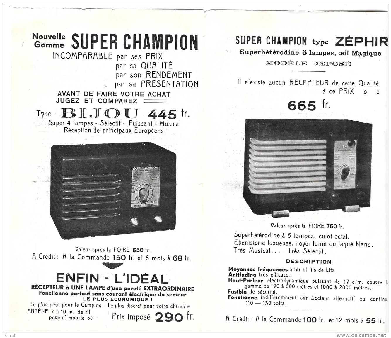 DEPLIANT CONSTRUCTEUR DE T.S.F.. NOUVEAUTES DE 1939/40..VOIR LES MODELES EN PHOTO... BE.. SCANS - Instrumentos De Música