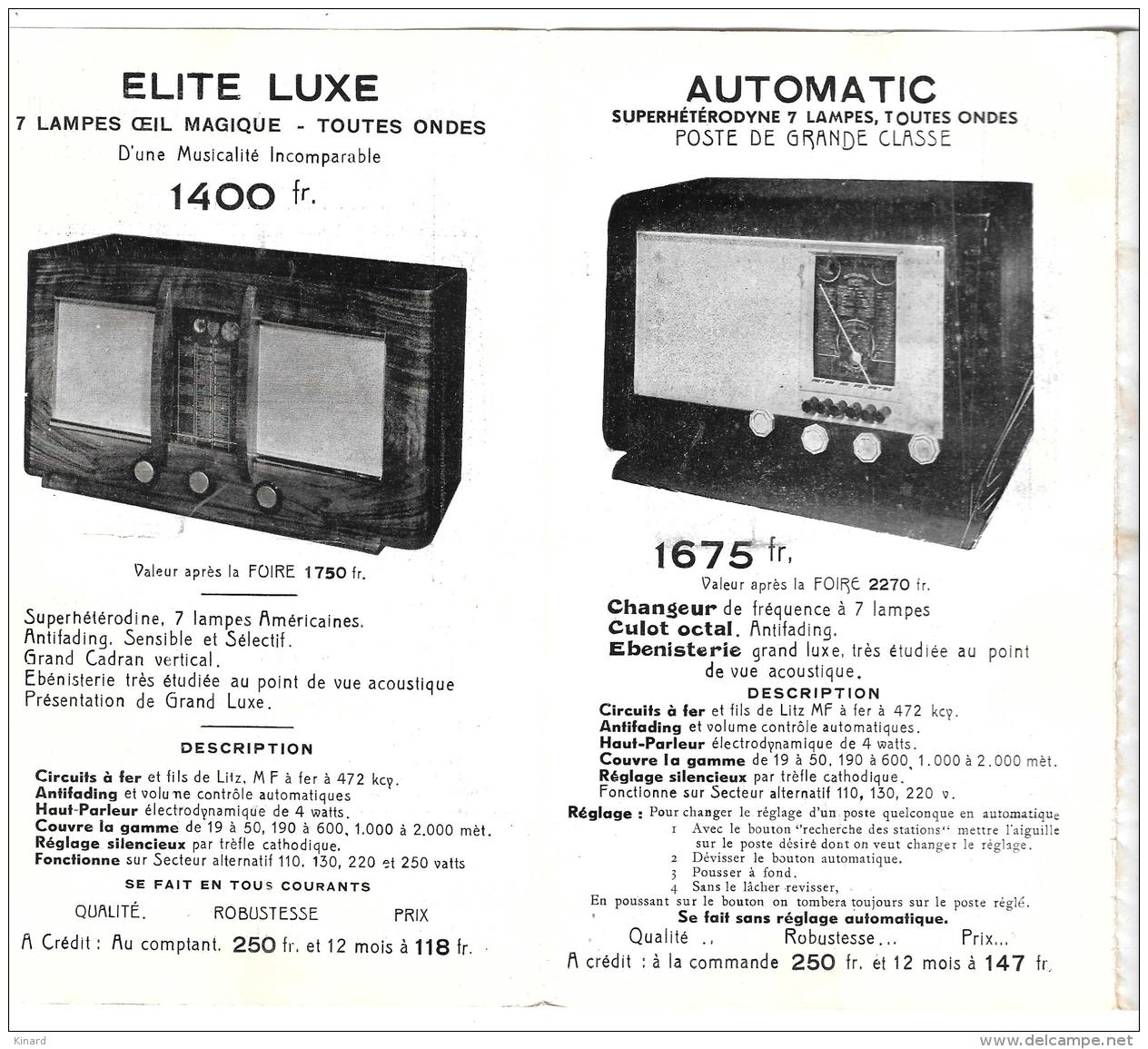 DEPLIANT CONSTRUCTEUR DE T.S.F.. NOUVEAUTES DE 1939/40..VOIR LES MODELES EN PHOTO... BE.. SCANS - Instruments De Musique