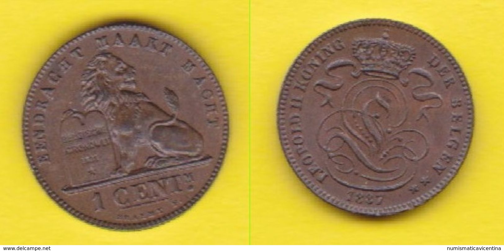 1 Centime 1887 Leopold II Belgique Belgium Belgio - 1 Centime