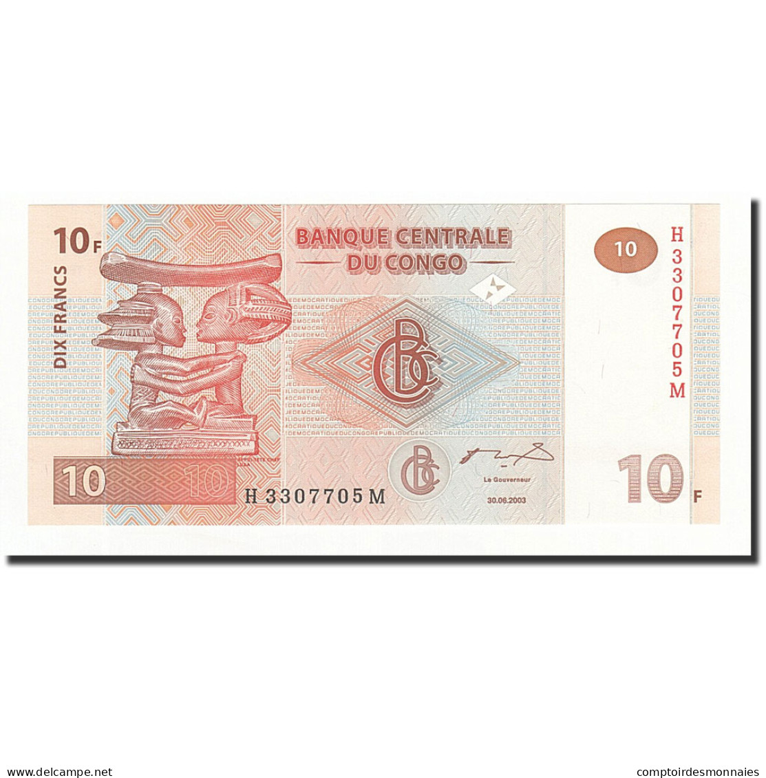 Billet, Congo Democratic Republic, 10 Francs, 2003-06-30, KM:93a, NEUF - République Démocratique Du Congo & Zaïre