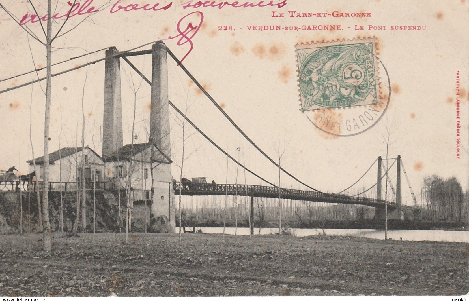 VERDUN SUR GARONNE Pont Suspendu, Attelages - Verdun Sur Garonne