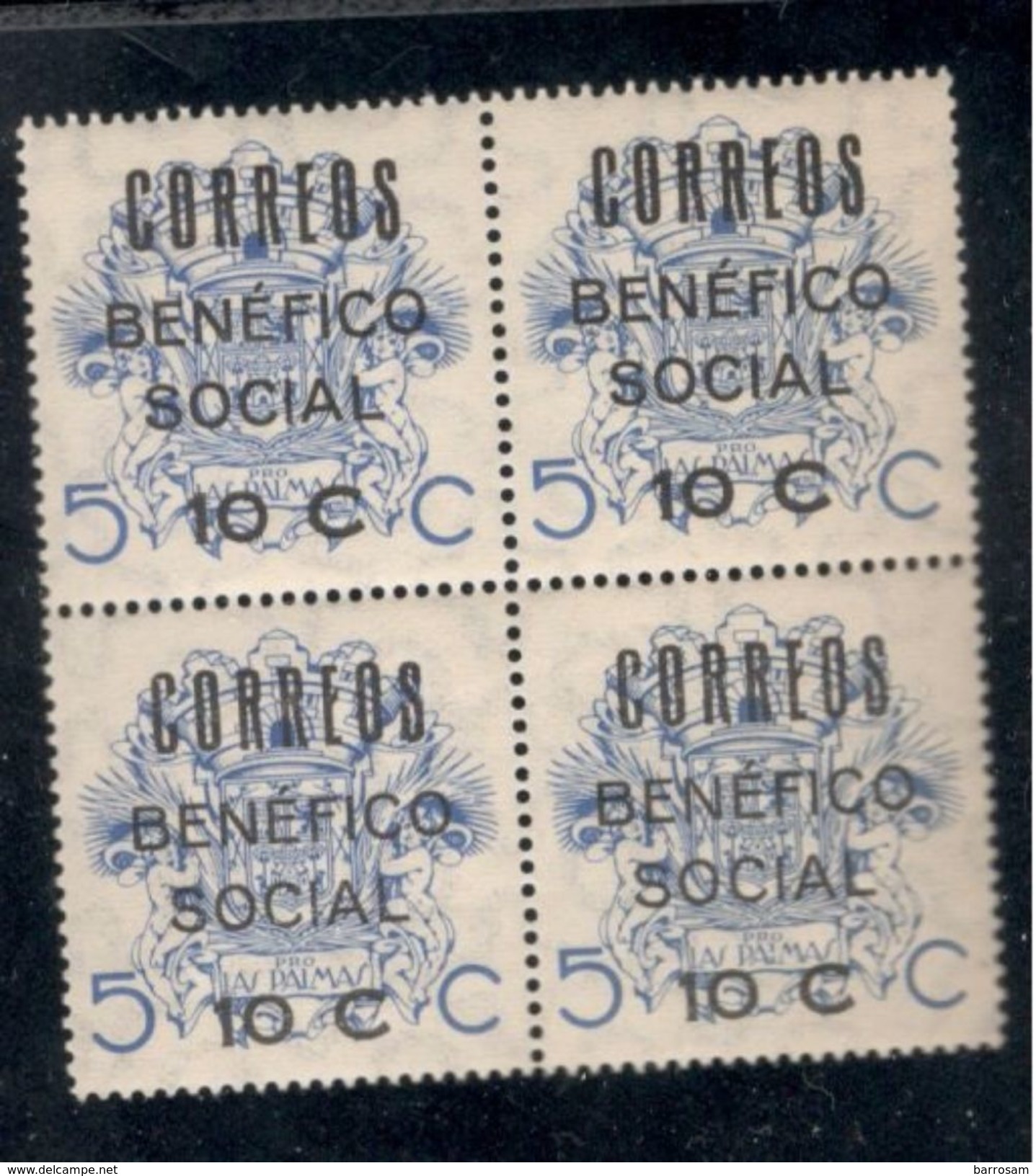 Spain1937:CIVIL WAR Las Palmas BENEFICO SOCIAL Mnh** Block Of 4 - Emisiones Nacionalistas