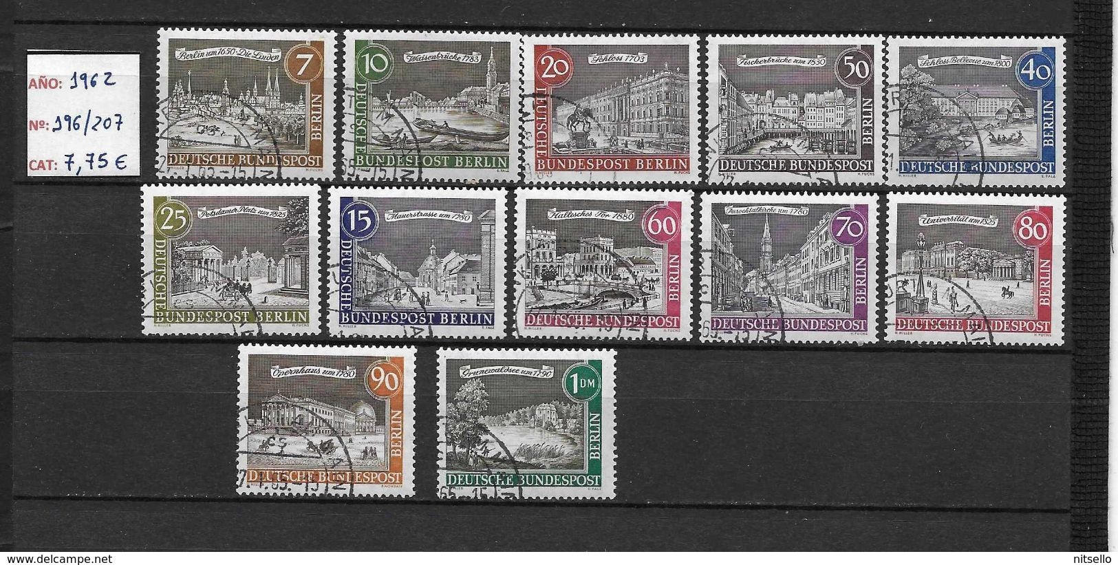 LOTE 1471  ///   ALEMANIA BERLIN 1962     YVERT Nº: 196/207 - Oblitérés