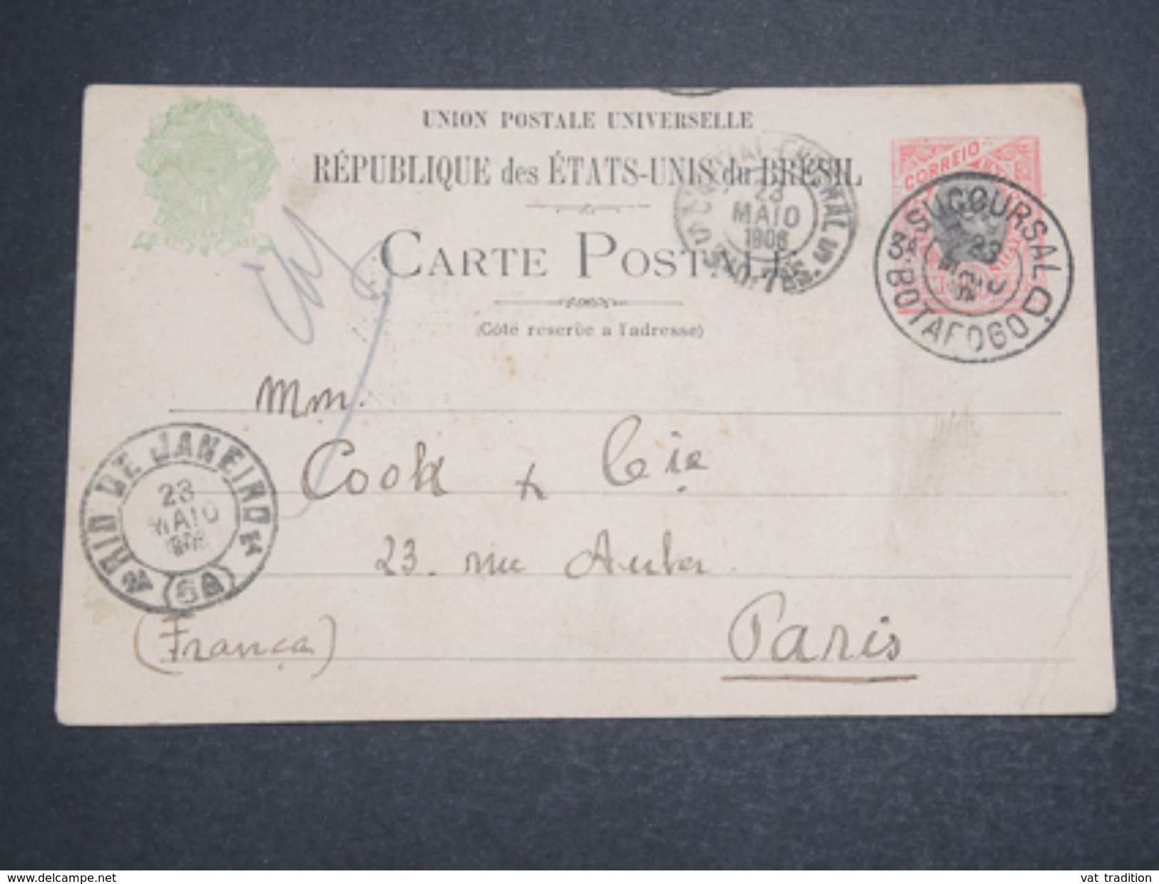 BRÉSIL - Entier Postal De Rio De Janeiro Pour Paris En 1908 - L 10131 - Entiers Postaux