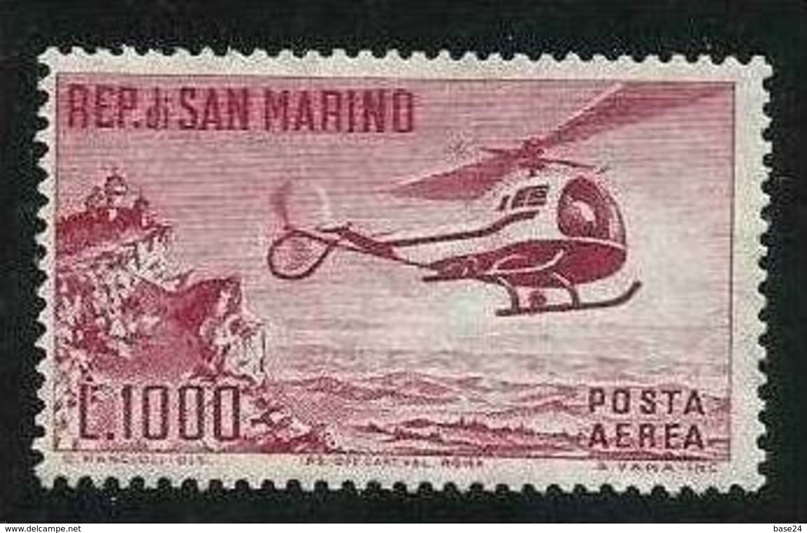 1961 San Marino Saint Marin ELICOTTERO HELICOPTER 1000L Aereo MNH**Air Mail - Elicotteri