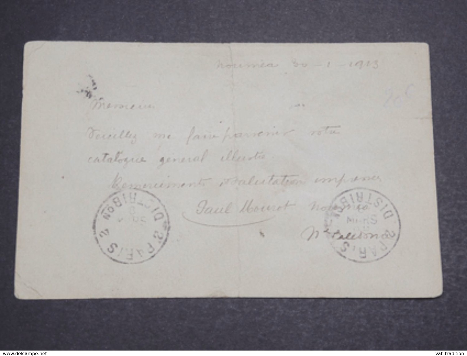 NOUVELLE CALÉDONIE - Entier Postal Pour Paris En 1913 - L 10139 - Postal Stationery