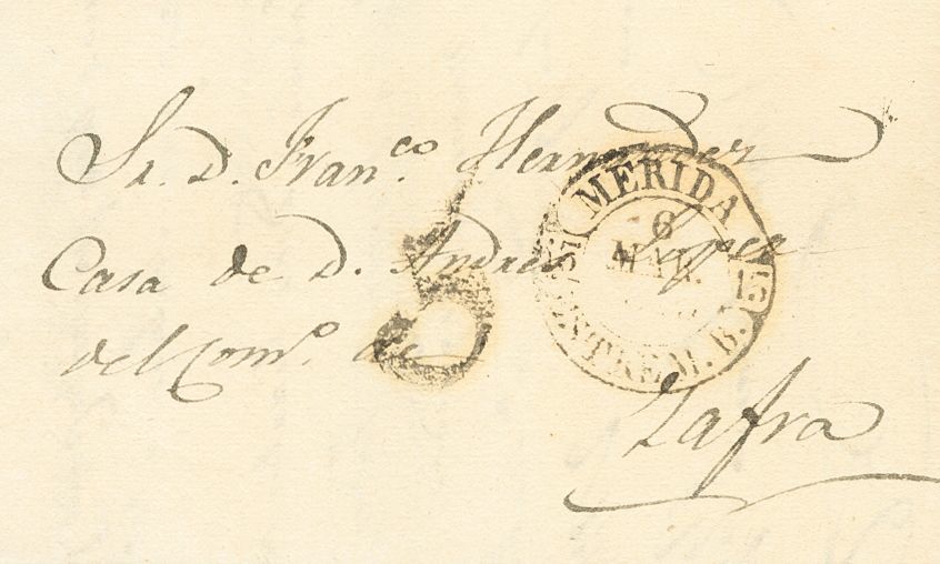 1 SOBRE 1845. MERIDA A ZAFRA. Baeza MERIDA / ESTREM. B., En Negro. MAGNIFICA. - ...-1850 Prephilately