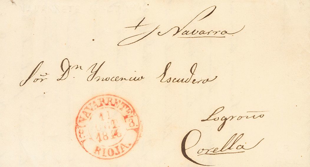 1 SOBRE 1846. NAVARRETE A CORELLA. Baeza NAVARRETE / RIOJA. MAGNIFICA Y RARISIMA. - Other & Unclassified