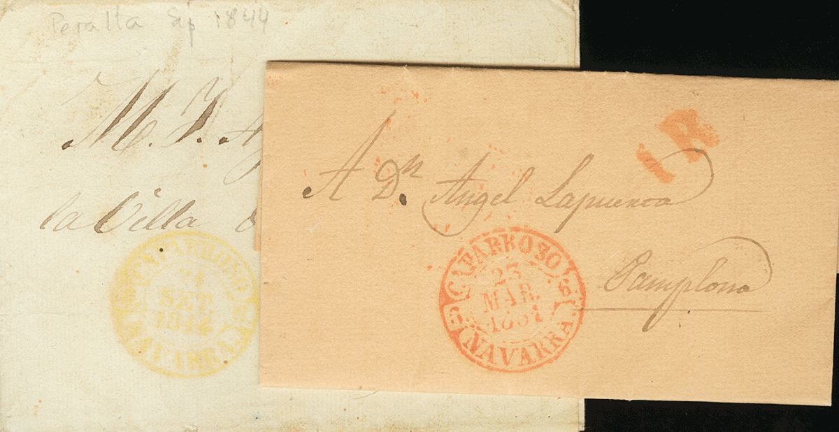 1 SOBRE 1844. Conjunto De Dos Cartas De CAPARROSO A PAMPLONA Y De PERALTA A MILAGRO, Ambas Con Baeza CAPARROSO / NAVARRA - ...-1850 Prephilately