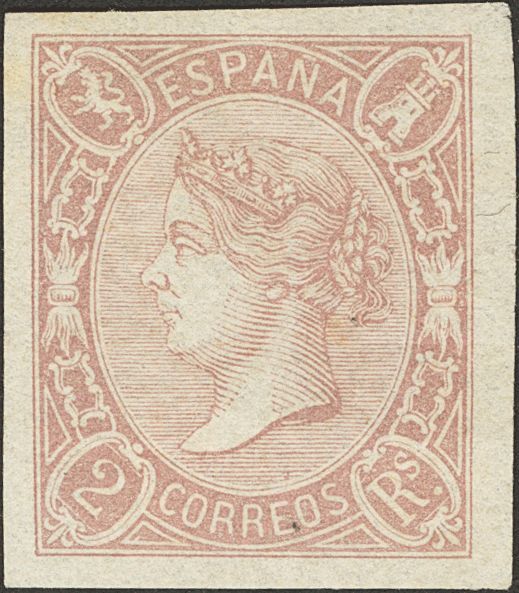 1 (*) 73 2 Reales Lila. Enormes Márgenes Y Color Muy Intenso. PIEZA DE LUJO. Cert. CEM. (Edifil 2018: +++570€) - Other & Unclassified