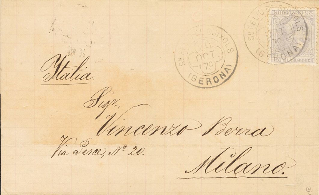 1 SOBRE 109, 177(2), 194, 204 (1871ca). Conjunto De Cinco Cartas Franqueadas Con Diversos Valores, Todas Ellas Con Orige - Other & Unclassified