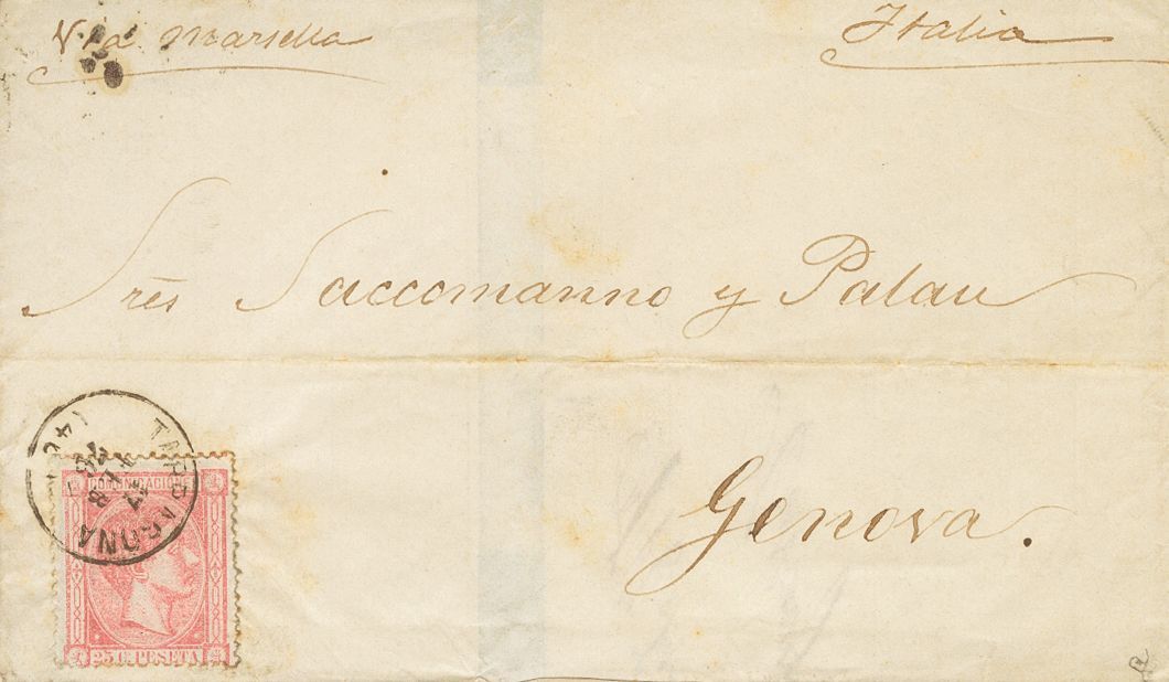 1 SOBRE 166, 168 (1875ca). Conjunto De Dos Cartas Franquedas Con El 25 Cts Y El 50 Cts (doble Porte) De TARRAGONA A LERI - Other & Unclassified