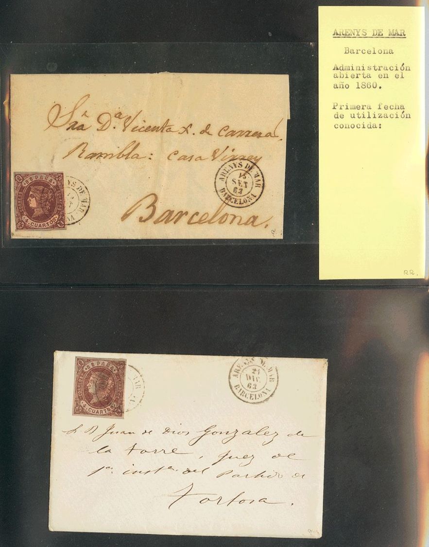 1 SOBRE (1863ca). Espectacular E Interesantísimo Conjunto De Dieciocho Cartas Circuladas Entre 1863 Y 1897, Con Origen E - Other & Unclassified