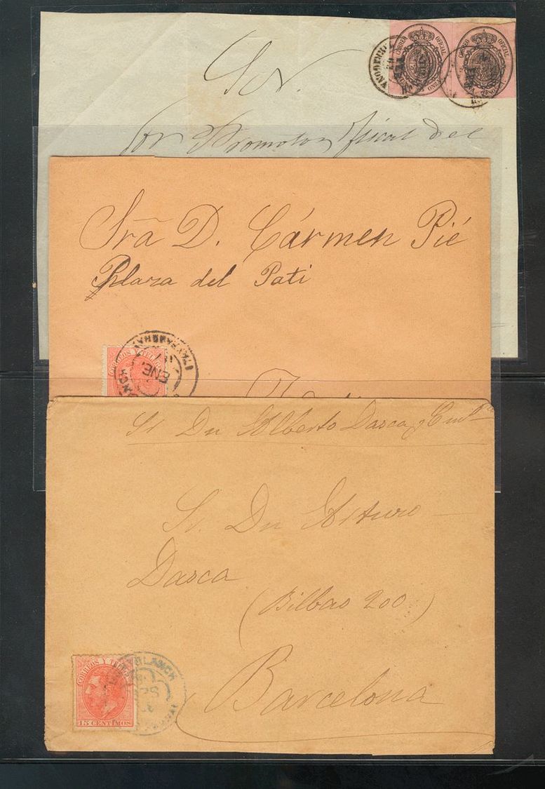 1 SOBRE (1853ca). Dos Cartas Y Un Frontal Circuladas Entre 1853 Y 1887, Con Origen En MONTBLANCH Y Muy Representativas D - Other & Unclassified