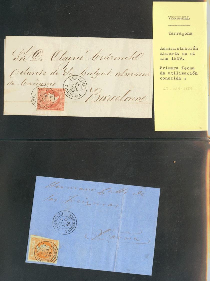 1 SOBRE 1859. Espectacular E Interesantísimo Conjunto De Dieciocho Cartas Y Un Frontal Circuladas Entre 1859 Y 1886, Con - Other & Unclassified