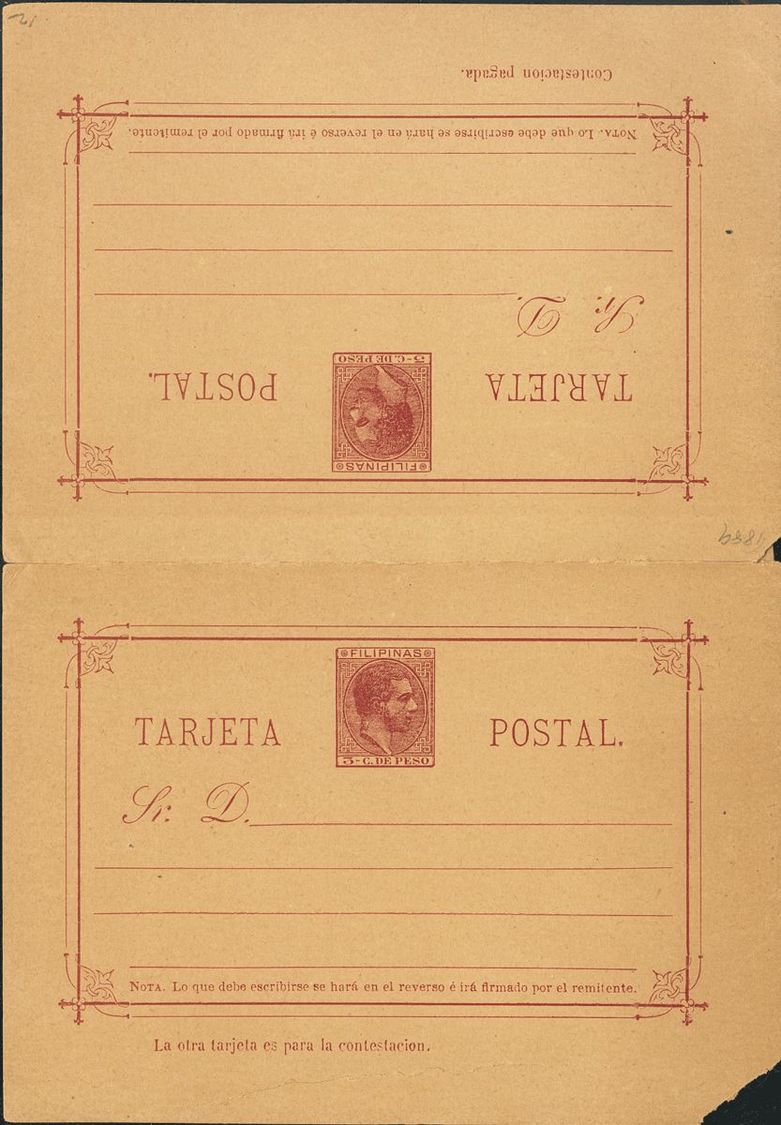 1 (*) EP4/5 2 Ctvos Castaño Sobre Tarjeta Entero Postal Y 3 Ctvos+3 Ctvos Carmín Sobre Tarjeta Entero Postal De Ida Y Vu - Unused Stamps