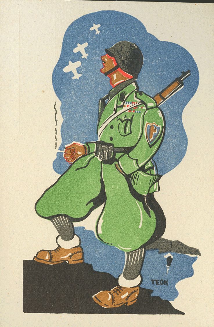 1 (*) Tarjeta Postal Ilustrada SOLDADO ITALIANO, De Teok. MAGNIFICA. - Nationalist Issues