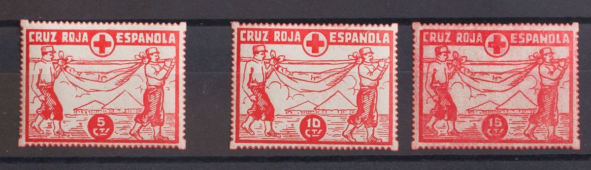 1 * Serie Completa. CRUZ ROJA ESPAÑOLA. MAGNIFICA. (Guillamón 1663/65) - Spanish Civil War Labels