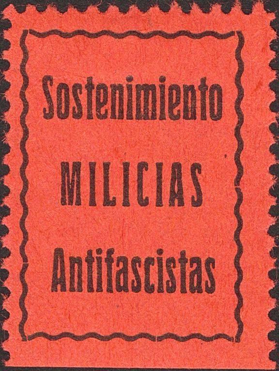 1 * Sin Valor Negro Sobre Rojo. SOSTENIMIENTO MILICIAS ANTIFASCISTAS. MAGNIFICA Y MUY RARA, NO CATALOGADA EN GUILLAMON. - Spanish Civil War Labels