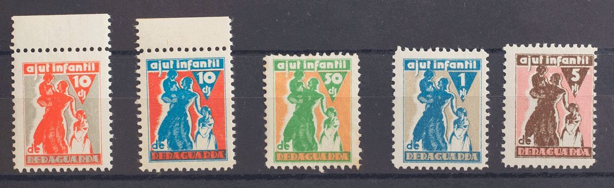 1 * Serie Completa. AJUT INFANTIL DE RERAGUARDA. MAGNIFICA. (Guillamón 2295/99) - Spanish Civil War Labels