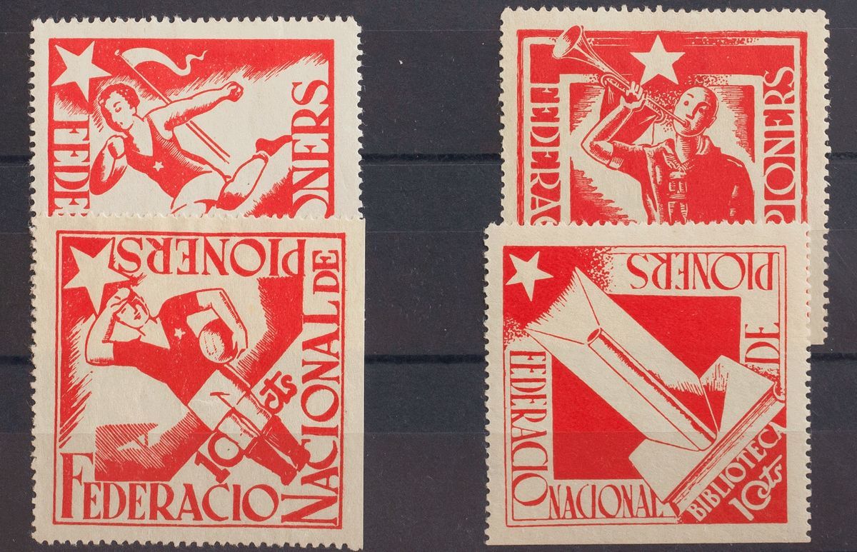 1 * Serie Completa. FEDERACION NACIONAL DE PIONERS. MAGNIFICA. (Guillamón 2399/02) - Spanish Civil War Labels