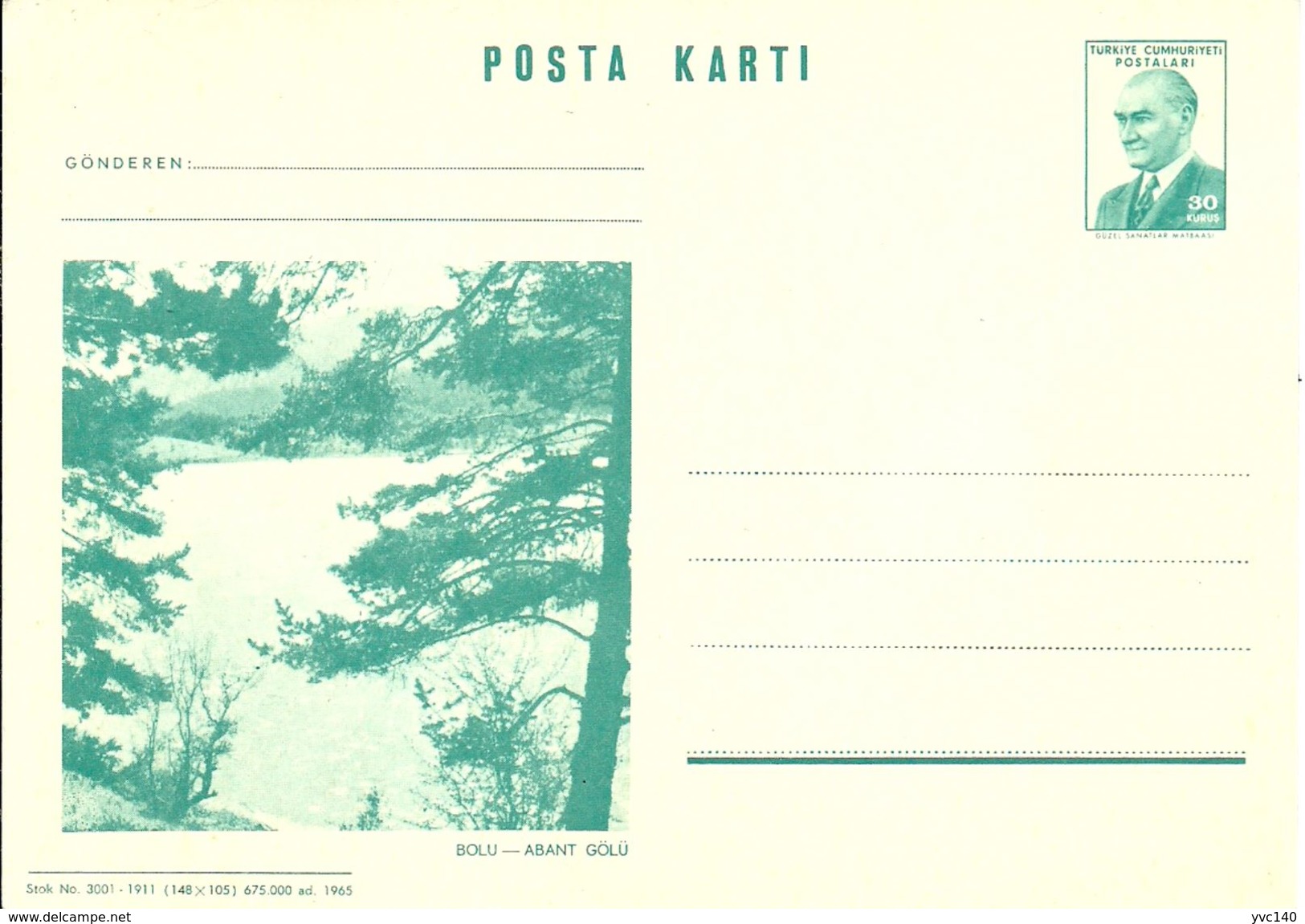 Turkey; 1965 Postal Stationery Isfila AN 203 - Postal Stationery