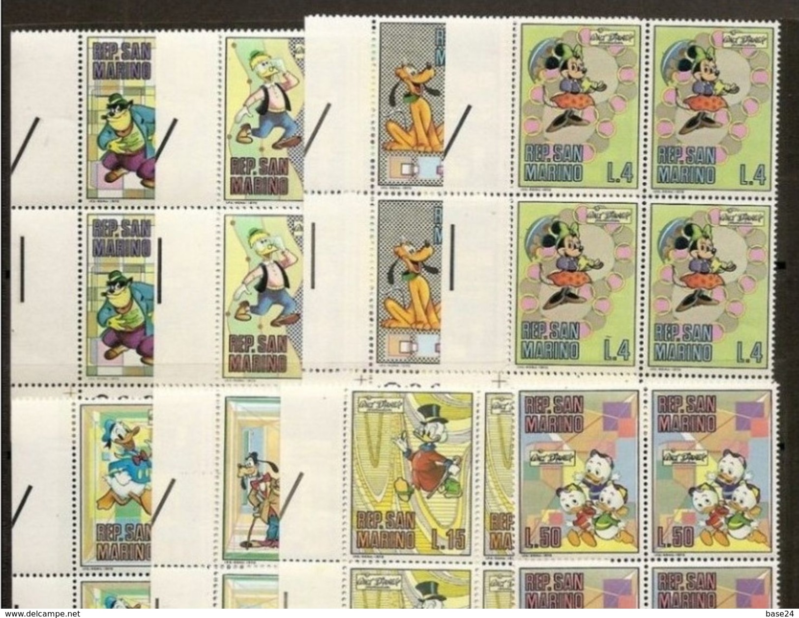 1970 San Marino Saint Marin WALT DISNEY 4 Serie Di 10v. In Quartina MNH** Bl.4 - Unused Stamps