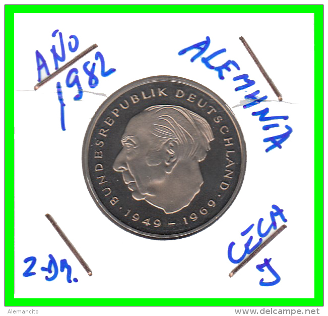 ALEMANIA - GERMANY -MONEDA DE 2.00 DM. THEODOR HEUSS -   AÑO 1982-J  CALIDAD PROOF S/C - 2 Mark