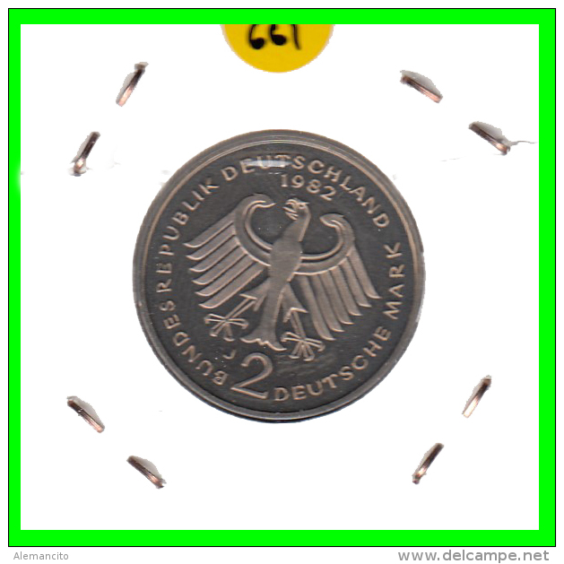 ALEMANIA - GERMANY -MONEDA DE 2.00 DM. THEODOR HEUSS -   AÑO 1982-J  CALIDAD PROOF S/C - 2 Marcos