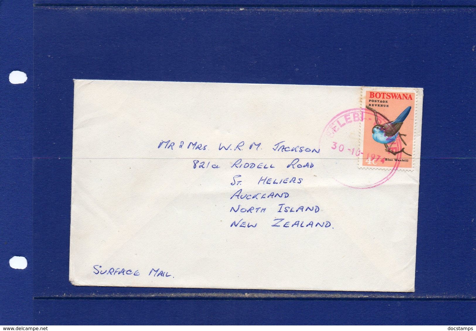 POSTAL HISTORY-Botswana-  1974 - Surface  Cover To New Zealand - Botswana (1966-...)