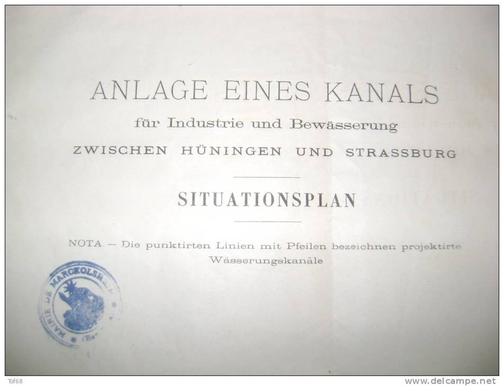 1888 Projet Allemand Du Grand Canal D'alsace Entre Huningue Et Strasbourg Société Industrielle De Mulhouse - Travaux Publics