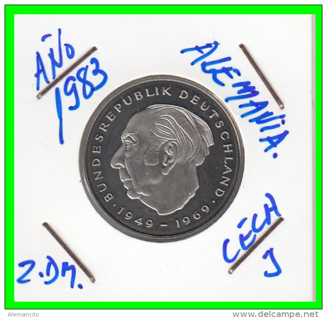 ALEMANIA - GERMANY -MONEDA DE 2.00 DM. THEODOR HEUSS - AÑO 1983-J AÑO   S/C - 2 Marcos