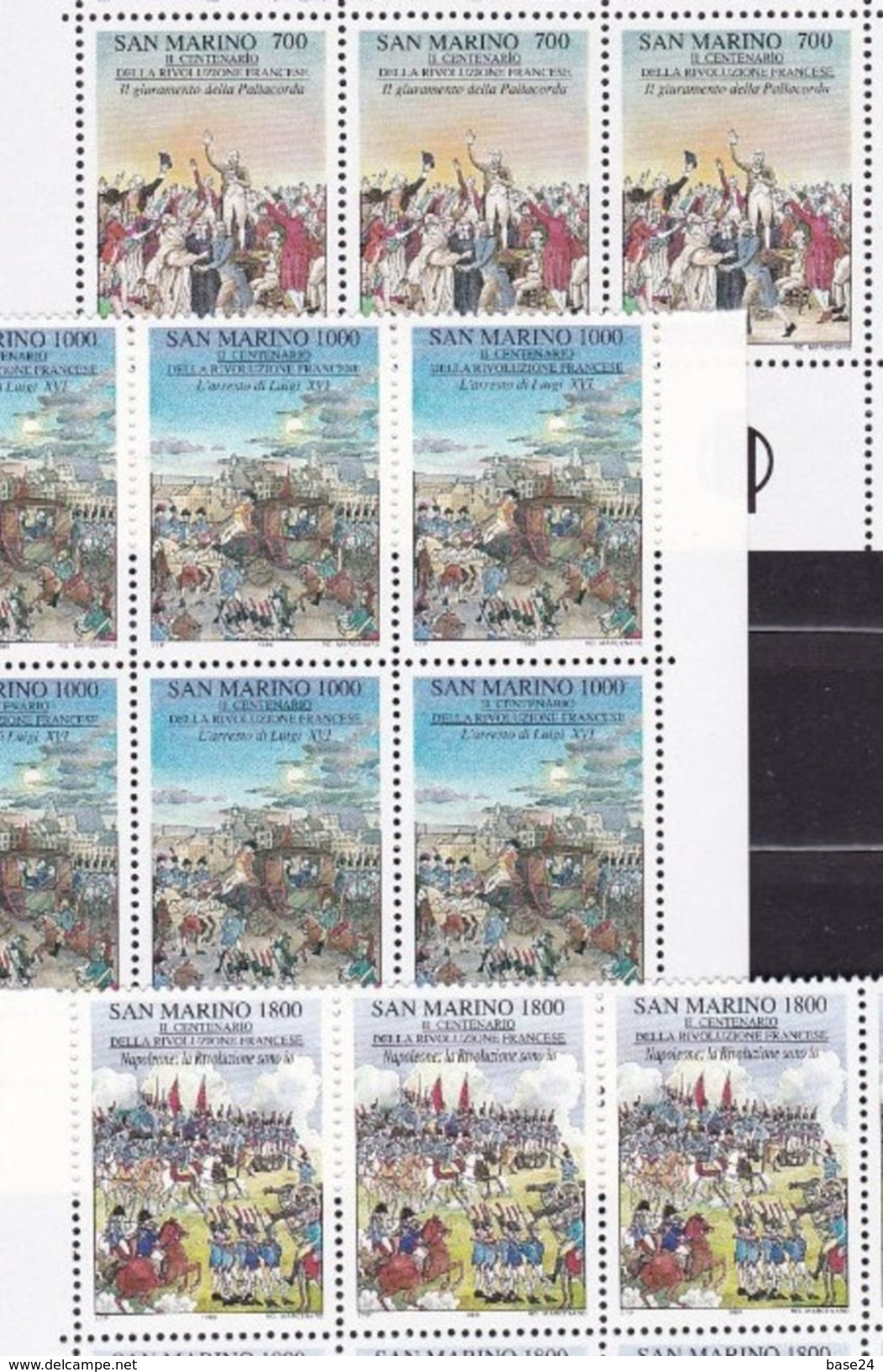 1989 San Marino Saint Marin RIVOLUZIONE FRANCESE FRENCH REVOLUTION 8 Serie Di 3v. MNH** Blocco - Rivoluzione Francese