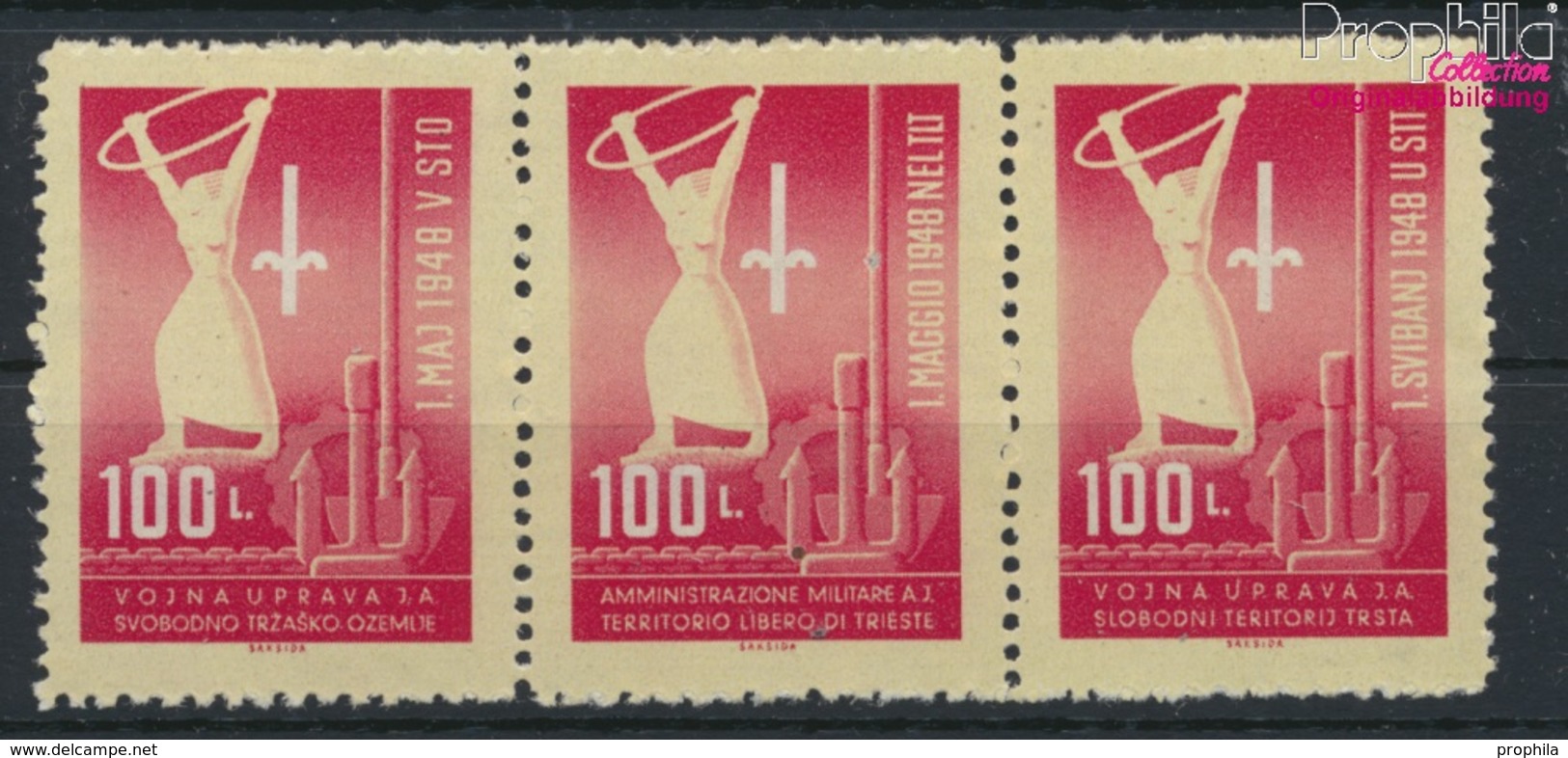 Triest - Zone B 1I-III Dreierstreifen (kompl.Ausg.) Postfrisch 1948 Tag Der Arbeit (9045751 - Mint/hinged