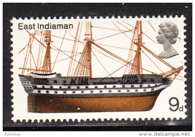 Great Britain 1969 MNH Scott #577 9p East Indiaman British Ships - Unused Stamps