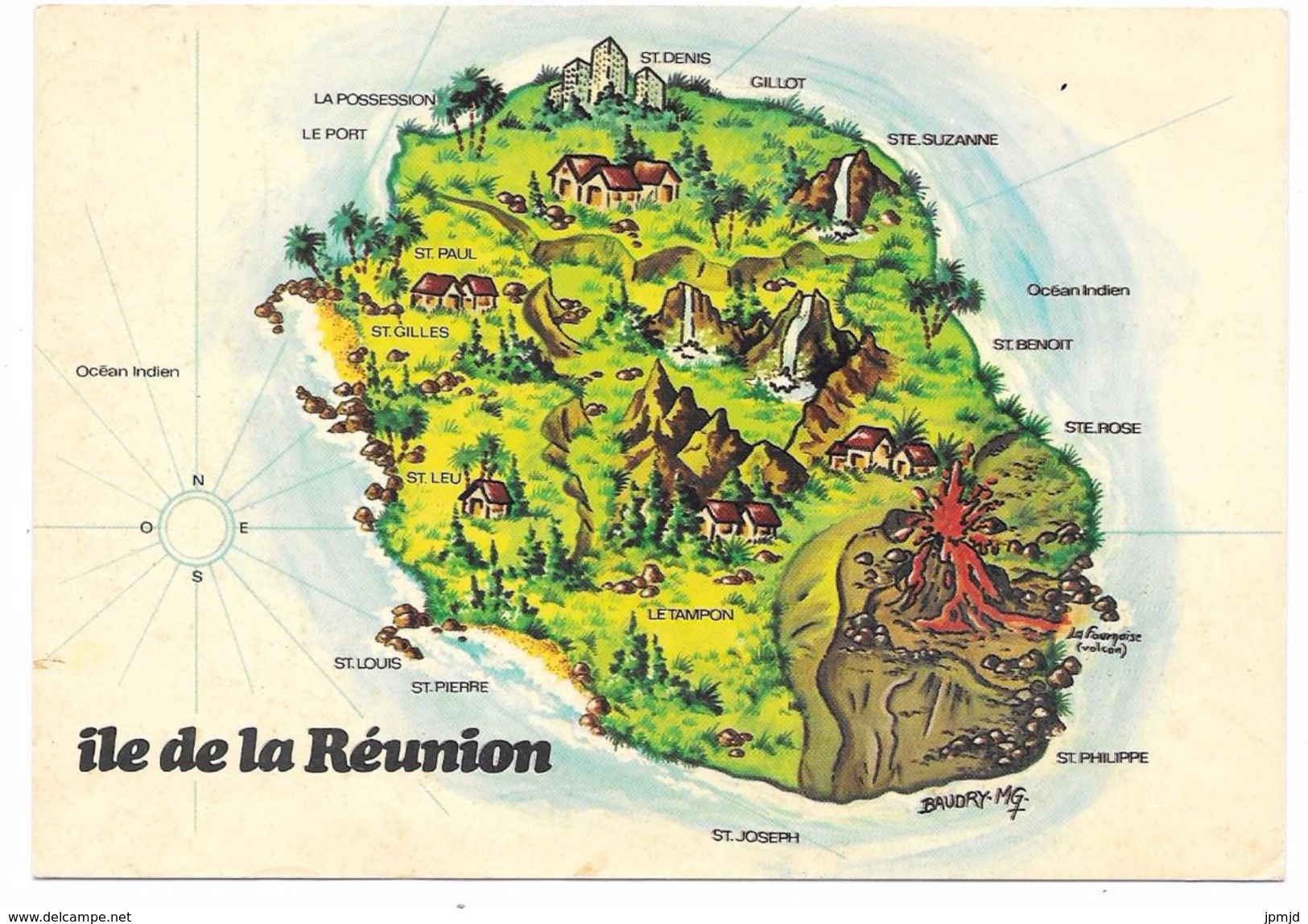 ILE DE LA REUNION - Carte Géographique Stylisée - Ed. JC NOURAULT - Autres & Non Classés